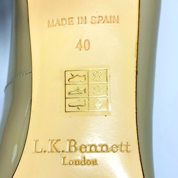L. K. Bennett Patent Leather Neutral Round Toe 3” Pump ERU SZ 40 US SZ 9! - Picture 6 of 9